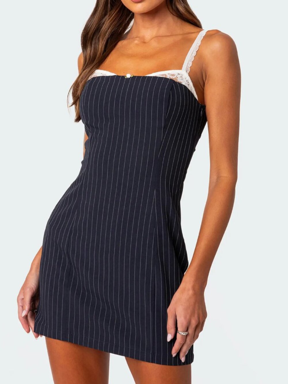 EDIKTED Pinstripe Bra Detail Minidress - New With Tags - XS (US 2)